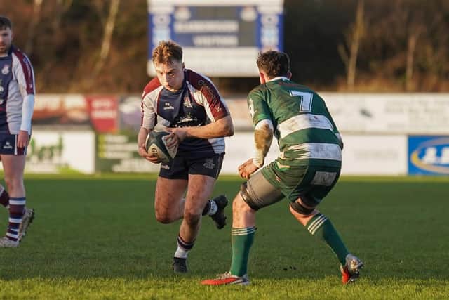 Archie Pickup powers on for the home side. Photo by Charlie Hopper