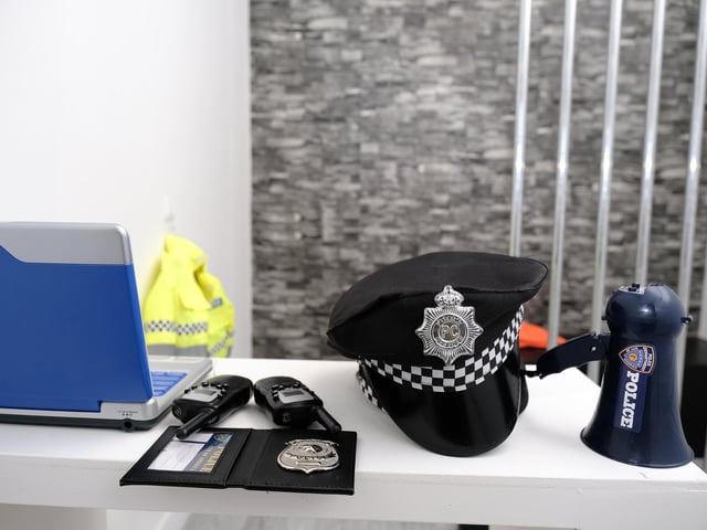 The Police Station is decked out and includes a little jail.