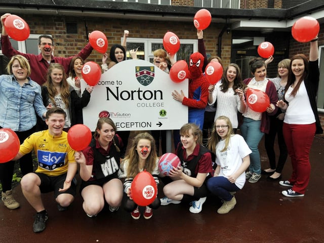 Norton College 'student voice' members who did various activities for Red Nose Day. 131153, Photo by Andrew Higgins