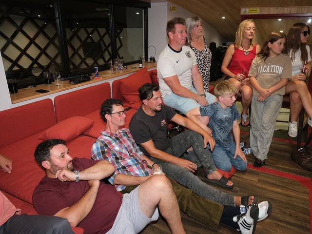 Fans watch England take on Norway at The Sports Bar on Castle Road. photo: Richard Ponter