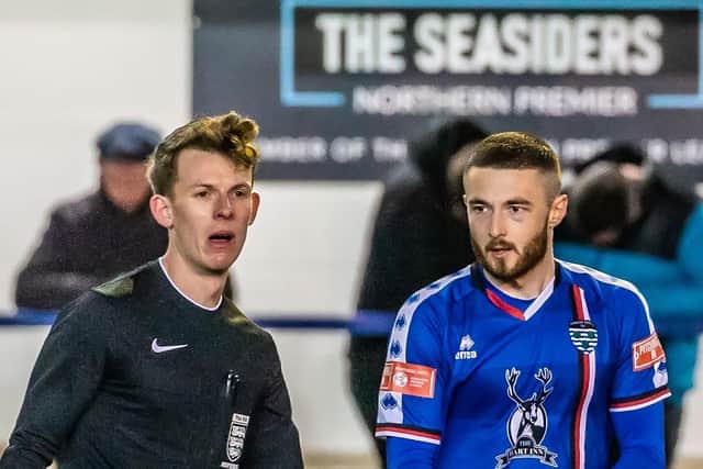 Brad Fewster scored the winning goal for Whitby Town against Warrington Town