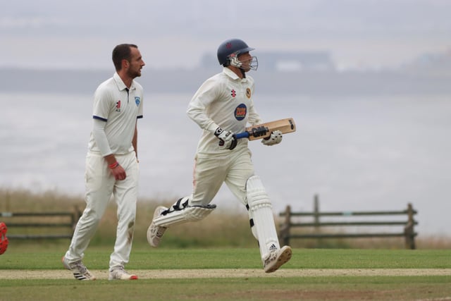 An Ebberston batter scampers through for a run at the clifftop club.