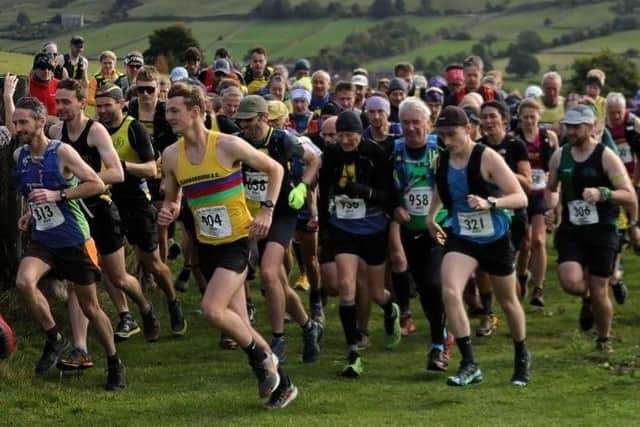 Scarborough Athletic Club's Harry Butterworth races away from the start of the Fryup fell race.