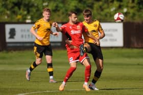 Lewis Dennison was on target in the 3-0 home win against Brighouse Town. PHOTOS BY DOM TAYLOR