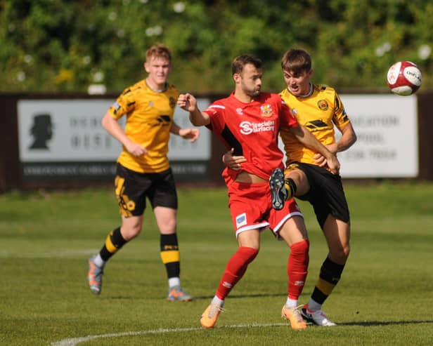 Lewis Dennison was on target in the 3-0 home win against Brighouse Town. PHOTOS BY DOM TAYLOR