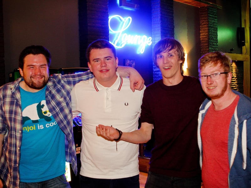 Matt, Ben, Ben and Steven enjoying a lads night out in Blue Lounge