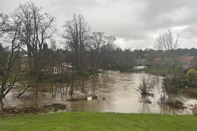The River Esk burst its banks at Lealholm, near Whitby, during Storm Darragh. picture: North Yorkshire Weather Updates