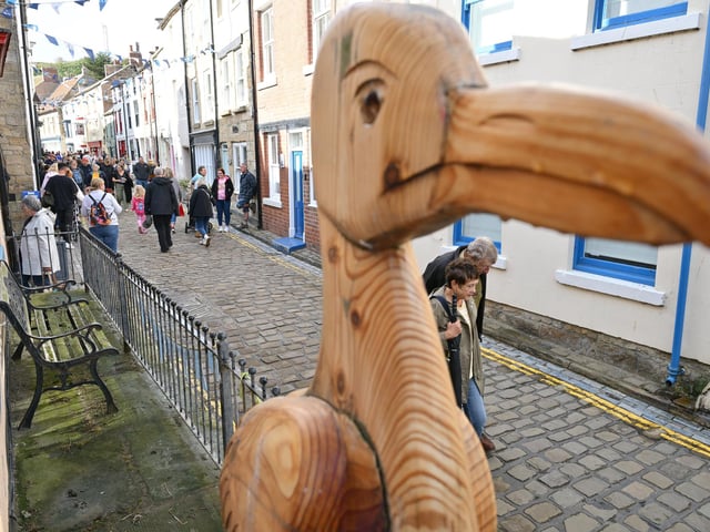 A wooden exhibit on the High Street. photo: Richard Ponter