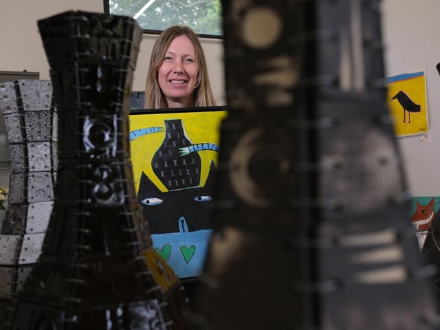 Lou Bass, who is based at Beeforth's Hive, with her art.