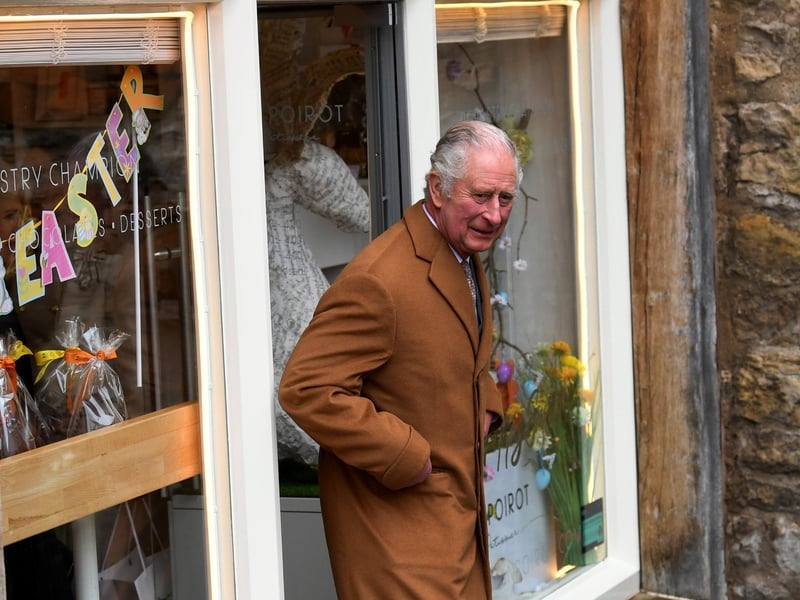 King Charles pictured on his visit to Talbot Yard Food Court, Malton.