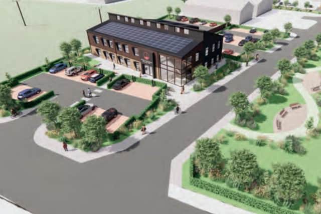 An architect's drawing of the proposed new headquarters for the North York Moors National Park Authority.