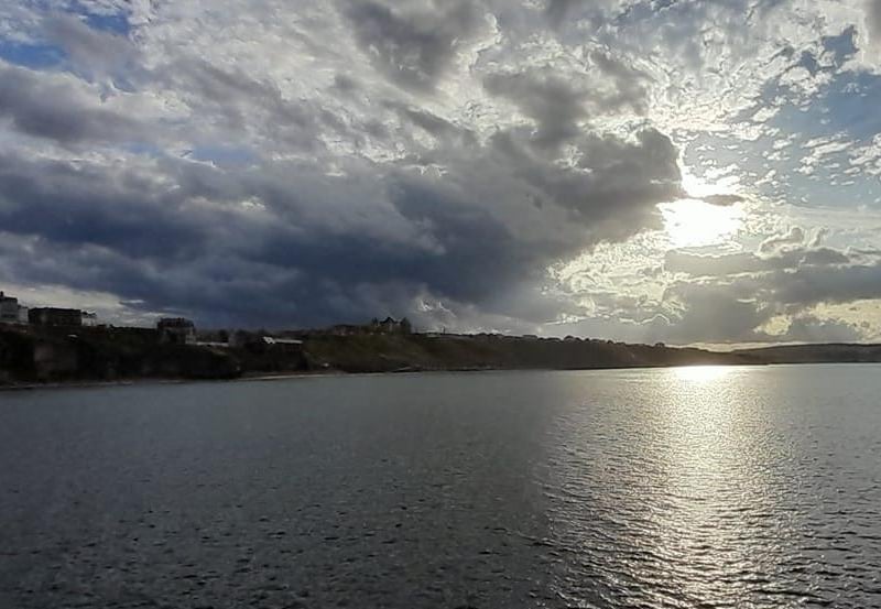 The sun shines over the sea and the West Cliff.
picture: Zara Robinson.