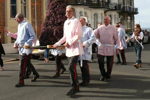 Whitby Folk Week parade, including the garland, in 2010.