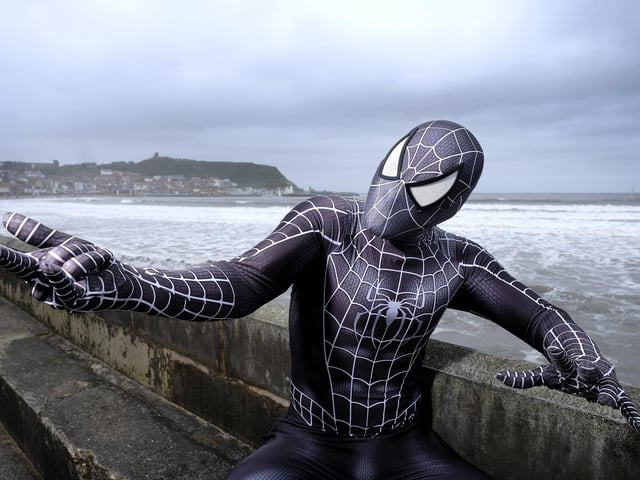 Spiderman makes an entrance