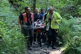 A woman sustained a lower leg injury in the boulder field at the base of the Mallyan Spout waterfall, Goathland.