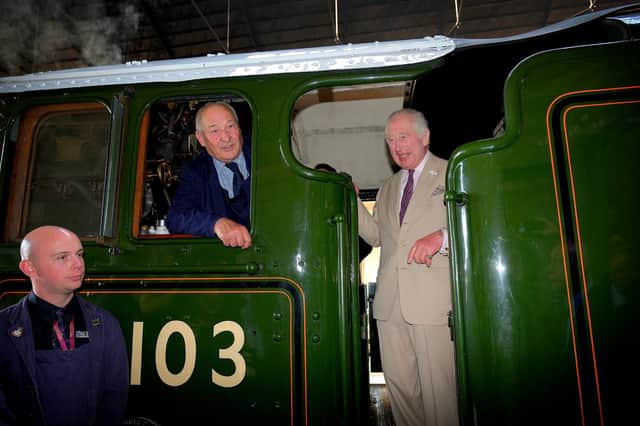 King Charles on The Flying Scotsman at Pickering Station