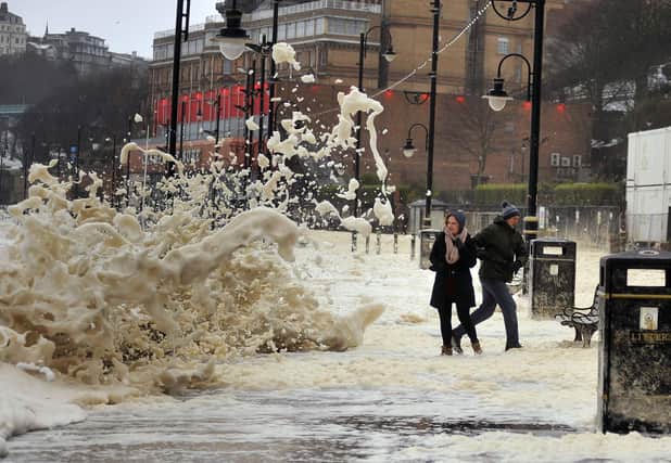 A number of flooding warnings have been issued by the Environment Agency for the Yorkshire Coast including areas of Scarborough and Bridlington. Photo: Richard Ponter.