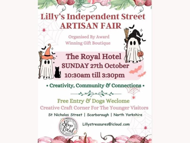 On October 27,The Royal Hotel in Scarborough will be hosting Lilly's Independent Street Artisan Fair. This is not a typical craft fair all stalls have been handpicked on their high quality, on- trend products and are themed around the seasons so that each event has something new and exciting to experience. Dogs are welcome too and there will also be a free creative craft corner for the little ones, which many adults enjoy has well .