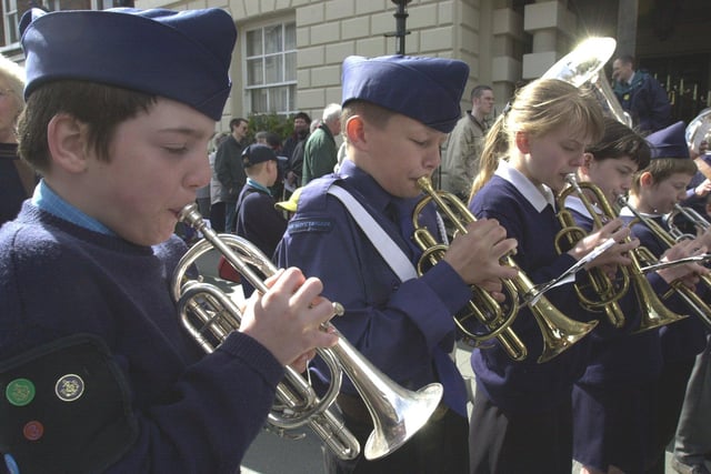 Members of the 7th Doncaster Boys Brigade play outside the Mansion House