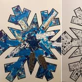 Examples of the Christmas snowflake art by schoolchildren in the Whitby area.