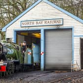 Driver Paul Bailey brings out Triton out of the engine shed at the North Bay Railway, Scarborough.  
Picture Tony Johnson