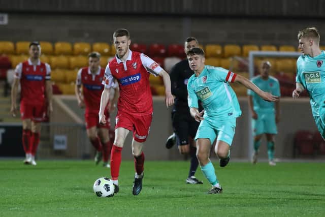 Kieran Glynn on the attack for Boro in the 2022 cup final win