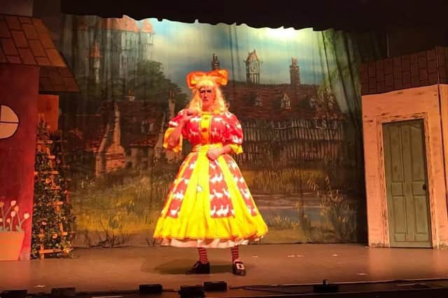 Martin McLachlan on stage in a production of Mother Goose.