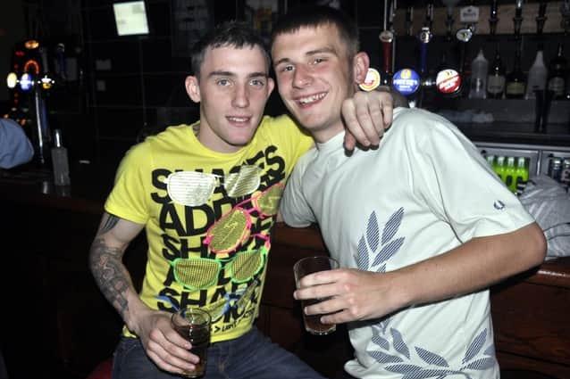 Tom and Jamie having a pint.