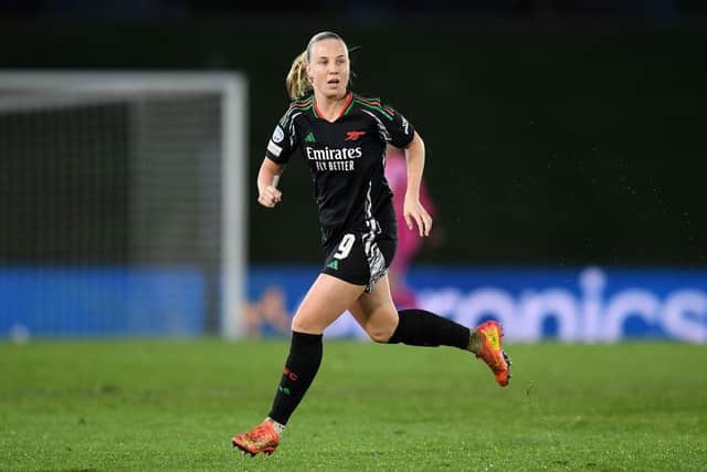 MADRID, SPAIN - MARCH 18: Beth Mead of Arsenal looks on during the UEFA Women's Champions League Quarter Finals First Leg match between Real Madrid CF and Arsenal FC at Estadio Alfredo Di Stefano on March 18, 2025 in Madrid, Spain. (Photo by Alex Burstow/Arsenal FC via Getty Images)