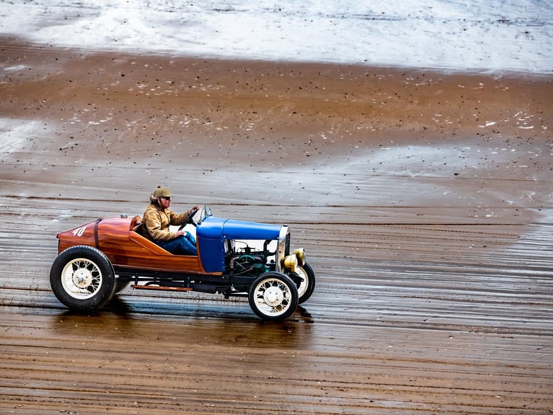 This years The Race the Waves Vintage Beach Race festival held on Bridlingon's south beach with over one hundred competitors taking part in the event from the early years of coastal motor racing to post-war American hot-rodders and drag racing culture. Picture By Yorkshire Post Photographer,  James Hardisty. Date: 22nd April 2023.