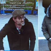 Police have issued CCTV images of two men they would like to speak to after alcohol was stolen from a Filey store.