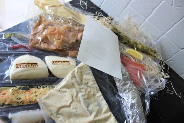 Contents of the Aquavit DIY fish hamper.