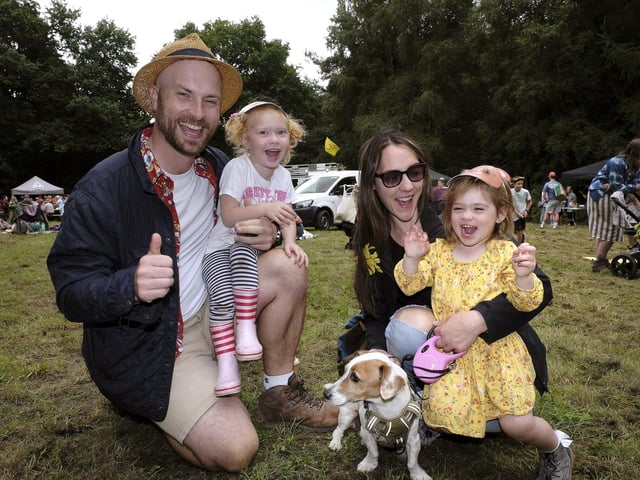 Woodland fun with Karl Hansell and Sarah with Zahrah and daughter Matilda and Toby the dog.