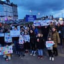 The campaigners who want to keep choice in Whitby and save Eskdale School from closure, ready to march to a consultation meeting at Whitby Pavilion.