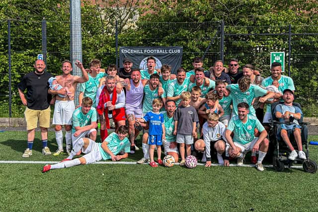 Edgehill celebrate winning the East Riding County League Premiership title.
