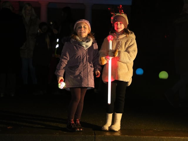 Here are two little girls all wrapped up and ready to start the woodland trail.