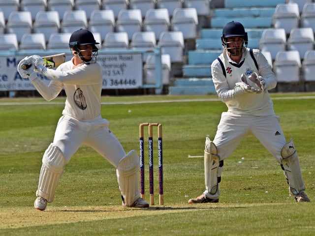 Jack Redshaw hits out during his brilliant innings of 80.