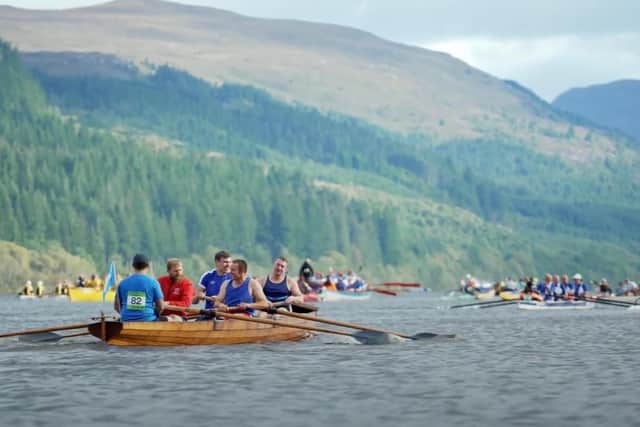 The Whitby rowers taking part in the marathon race on Loch Ness.