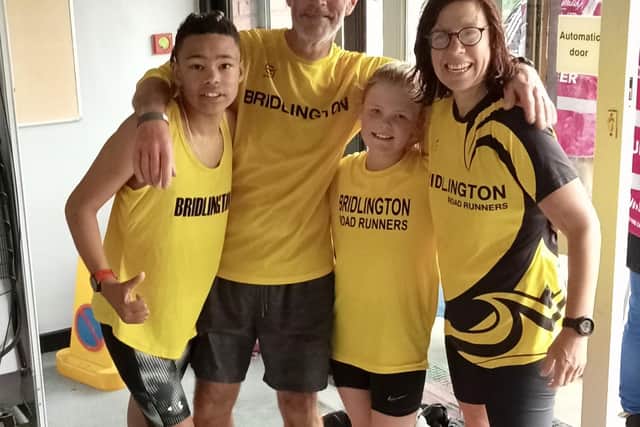 The Choat family, from left, Tyler, Justin, Lily and Emma, at the Albert parkrun.