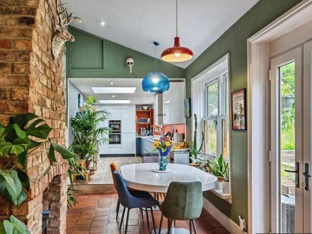 Bright and airy dining and living space.