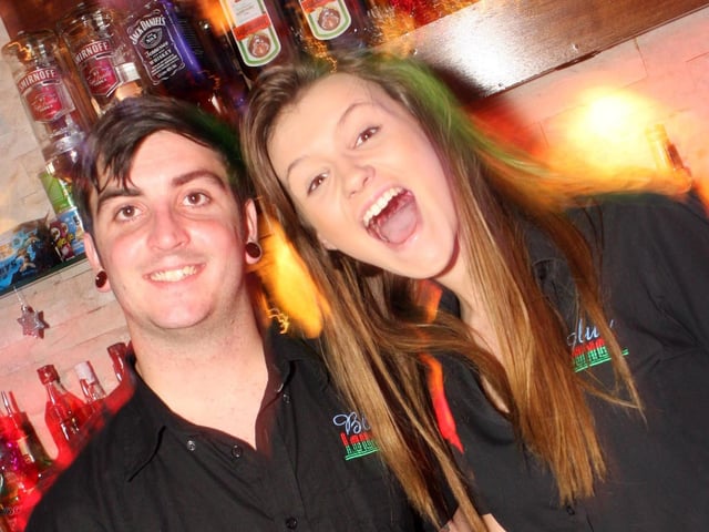 Ant and Megan serving the punters in Blue Lounge.