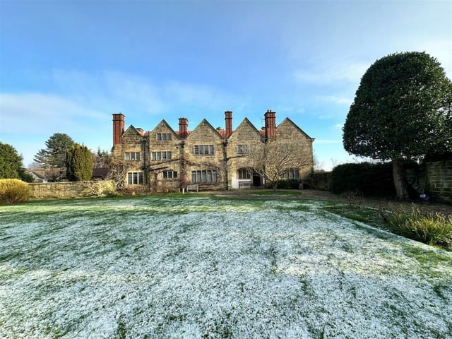 Looking towards the building from the expanse of lawned garden.
