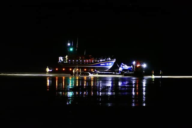 A night exercise by Bridlington RNLI. Picture by Aled Jones.