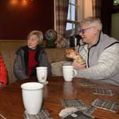 Rev Tony Hand, SueTruefitt and Jacqui Hall and Niko share a cuppa and a chat.