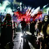 Participants in the 8th Whitby Krampus run starting from Whitby Bandstand followed by a slow walk up towards the whalebone arch.
Picture James Hardisty.