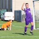 Sam Clarke celebrates scoring for Bridlington Spa.
