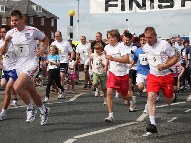 And they're off! Runners compete at the Whitby Regatta fun run.