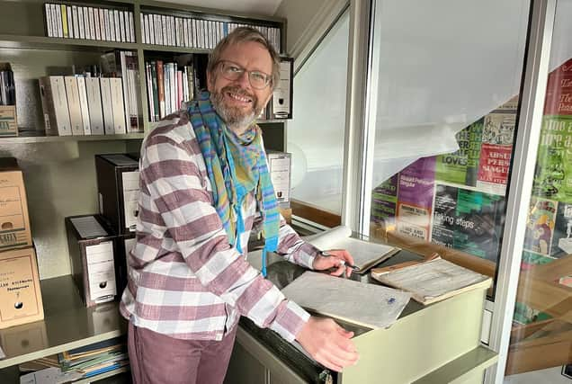 Simon Murgatroyd, Alan Ayckbourn's archivist, with the rediscovered manuscript