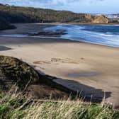 Liz Warrington and Peter McKenna from Sand in Your Eye work with land sand art at Cayton Bay near Scarborough. (Pic credit: Tony Johnson)