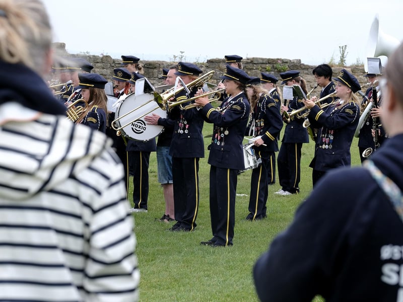 Østre Bærum Skolekorps perform in the inner bailey at Scarborough Castle